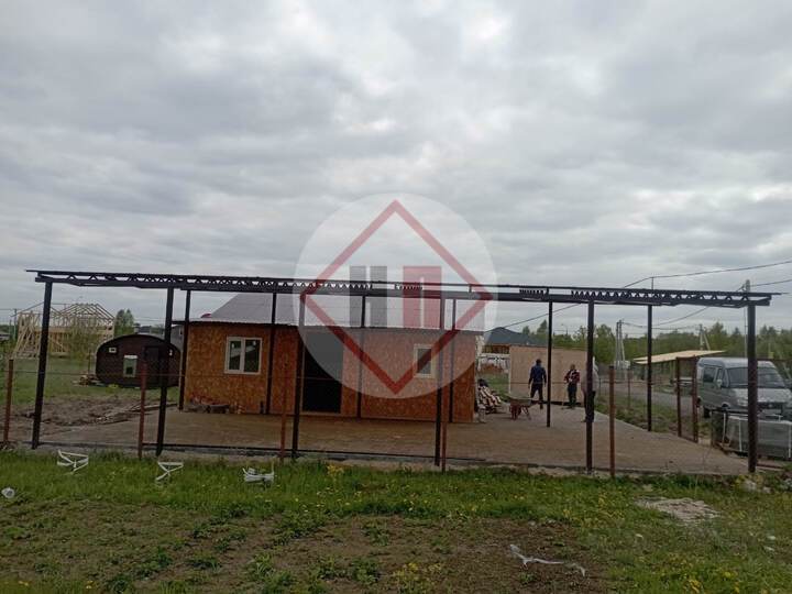 большой односкатный навес для дачи