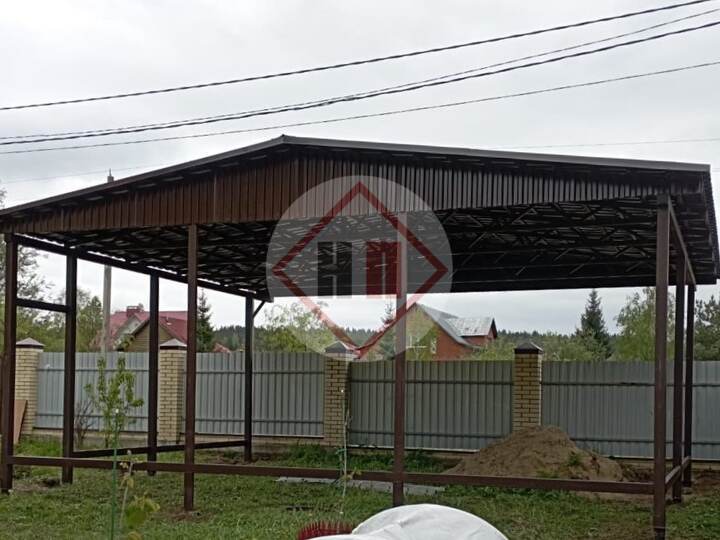 двускатный навес с ветровиками