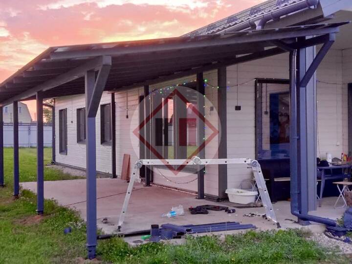 усиленный примыкающий навес с водосточной системой