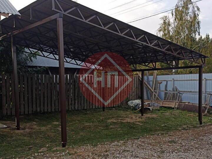 навес с крышей из профнастила